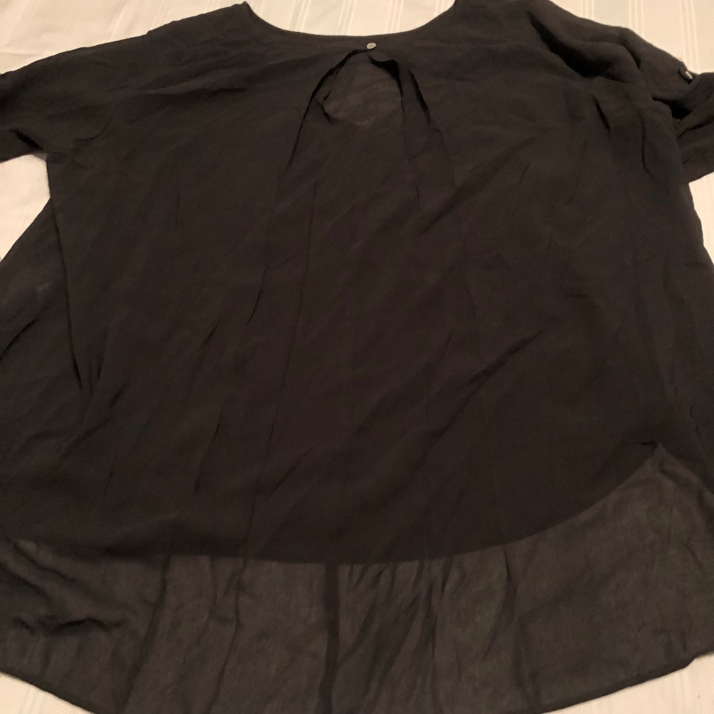 Gorgeous Black polyester Alfred Sung top, sheer like fabric, never worn